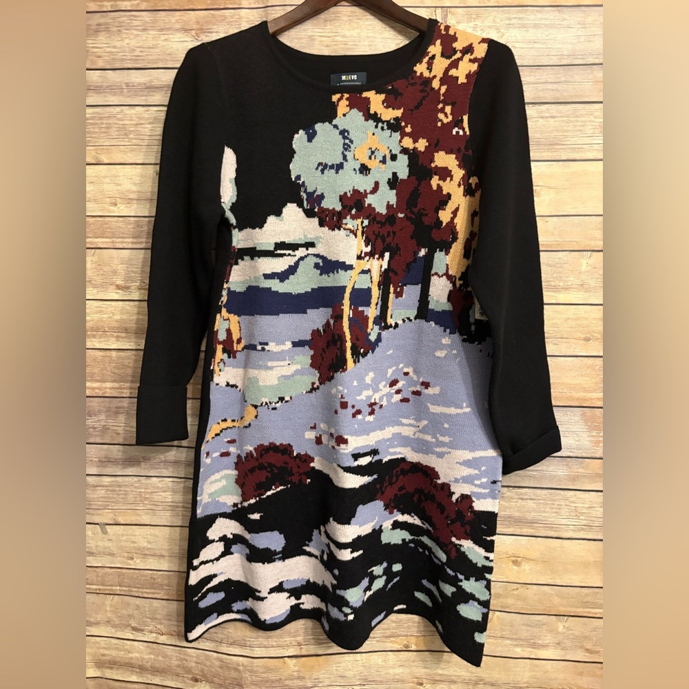 Maeve Anthropologie size medium winter forest scene sweater dress